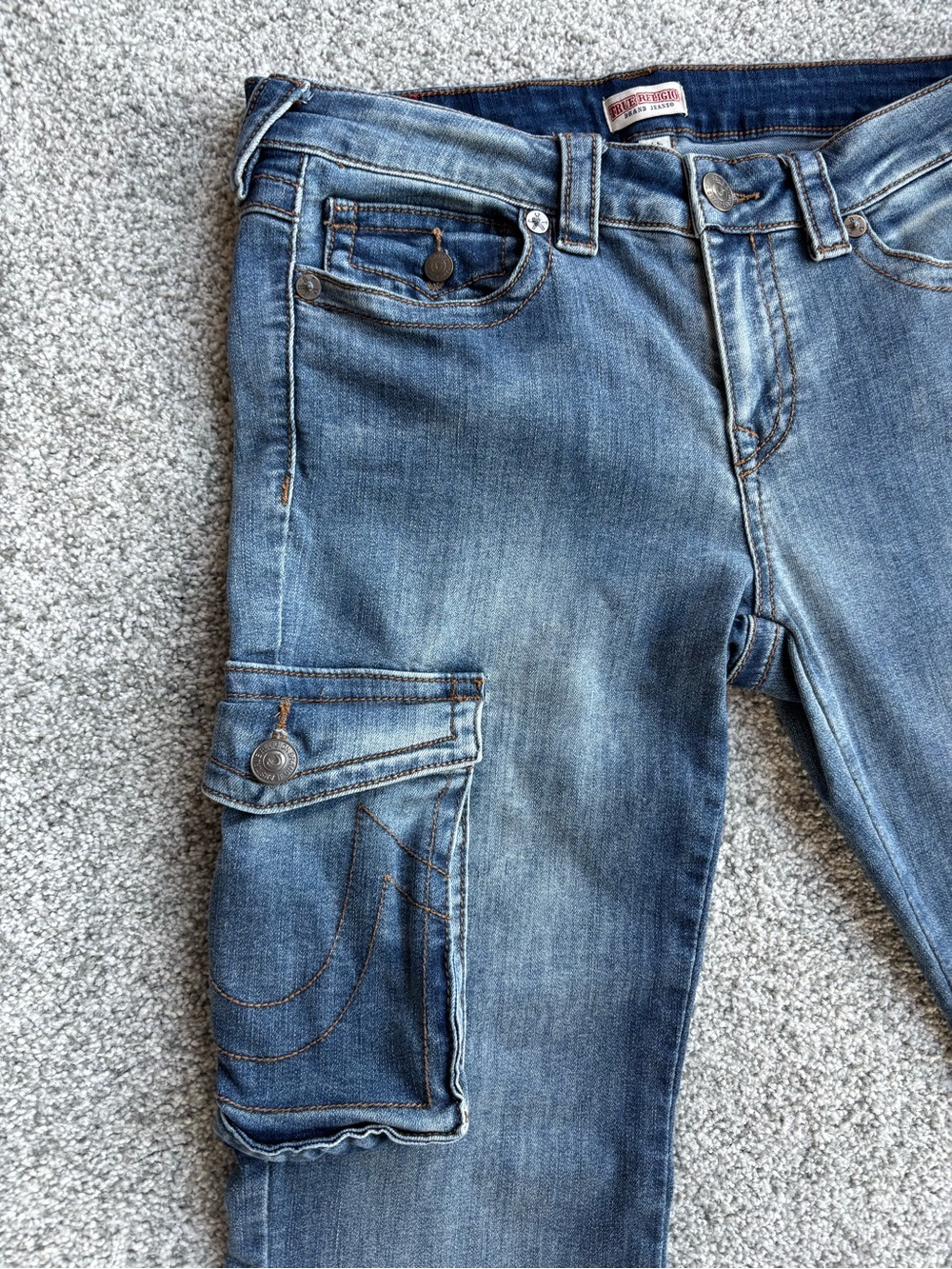 True Religion Becca Cargo Bootcut Jeans 30 Low Rise Y2K Rare Style - Picture 4 of 16